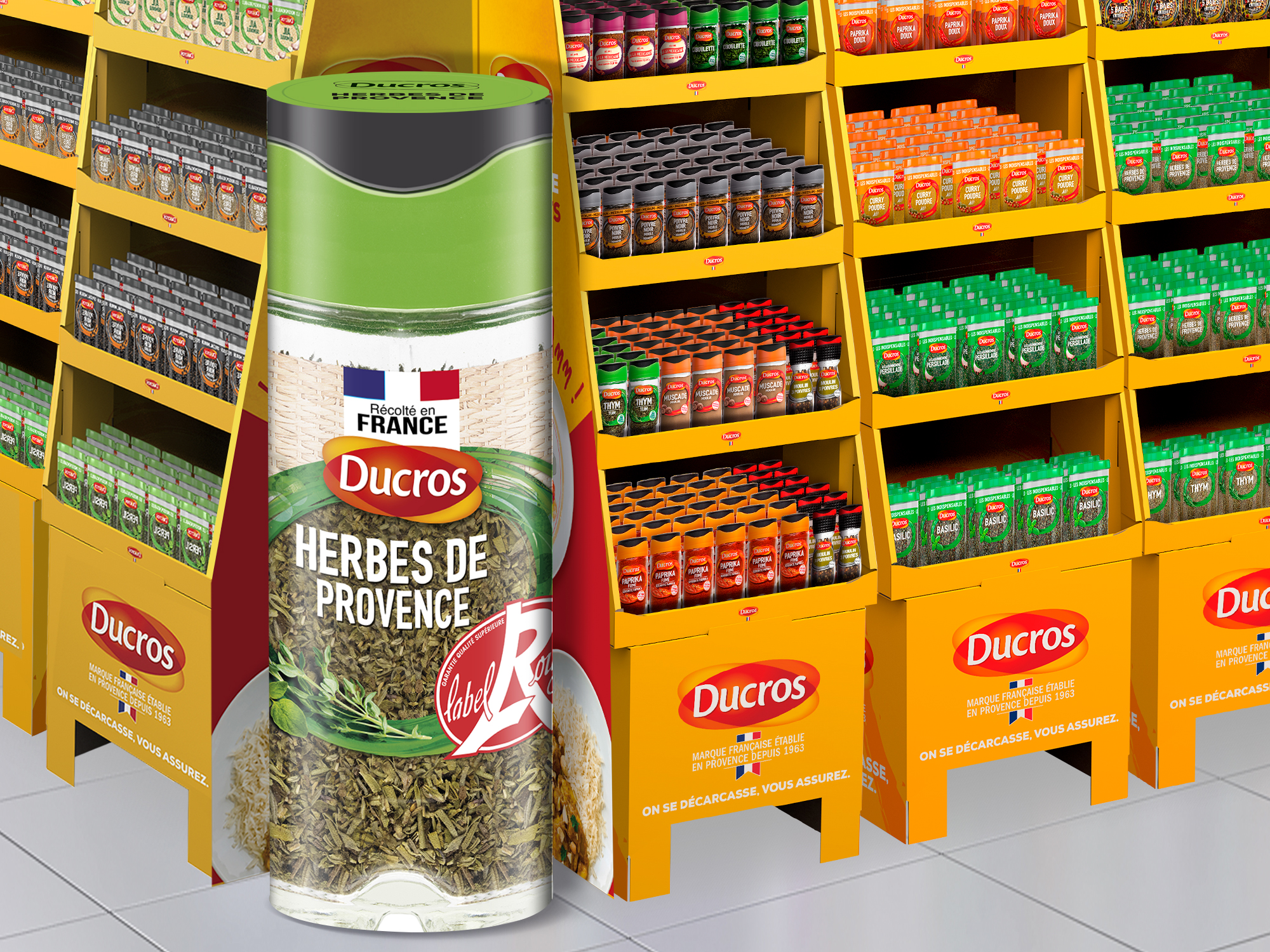 Ducros Temps Fort BBQ 2025 pour la GMS théatralisation HM + avec PLV factice produit