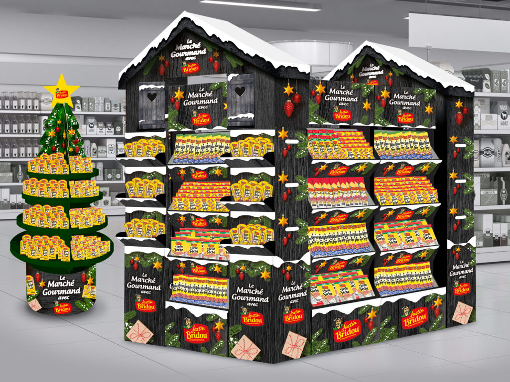 Aoste Justin Bridou marketing opérationnel PLV de fin d'année