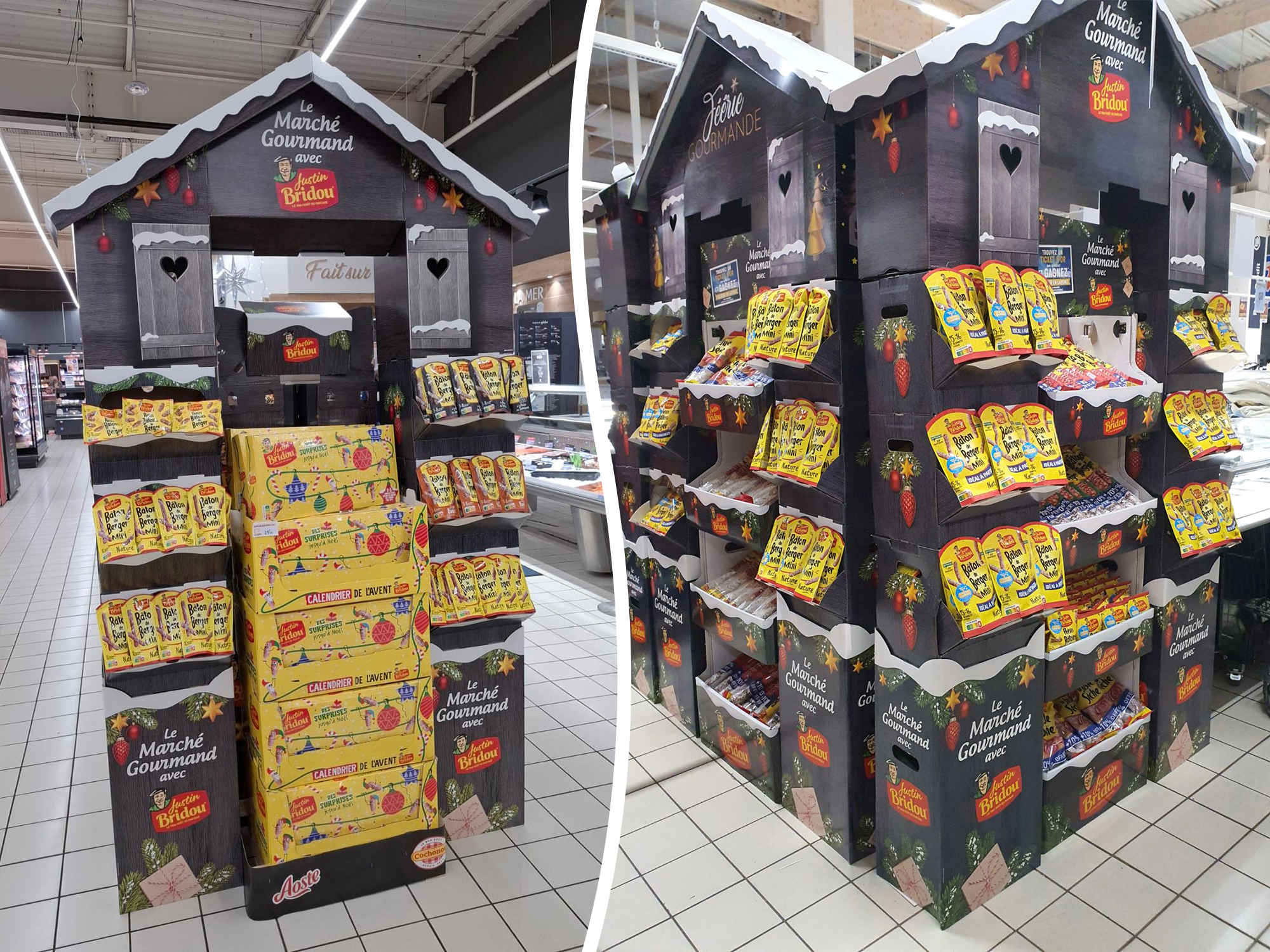 Temps fort Fin d'Année Aoste et Justin Bridou PLV Marketing Opérationnel GMS