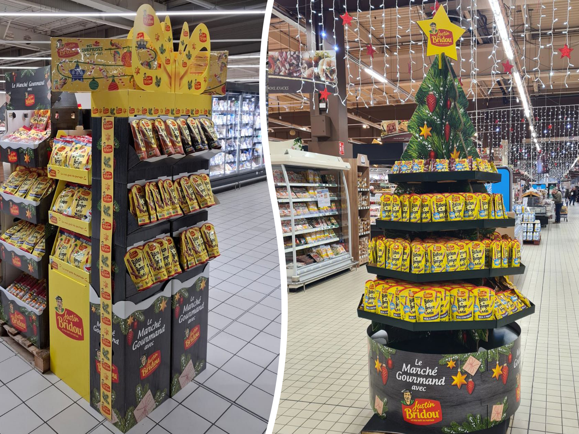 Temps fort Fin d'Année Aoste et Justin Bridou PLV Marketing Opérationnel GMS