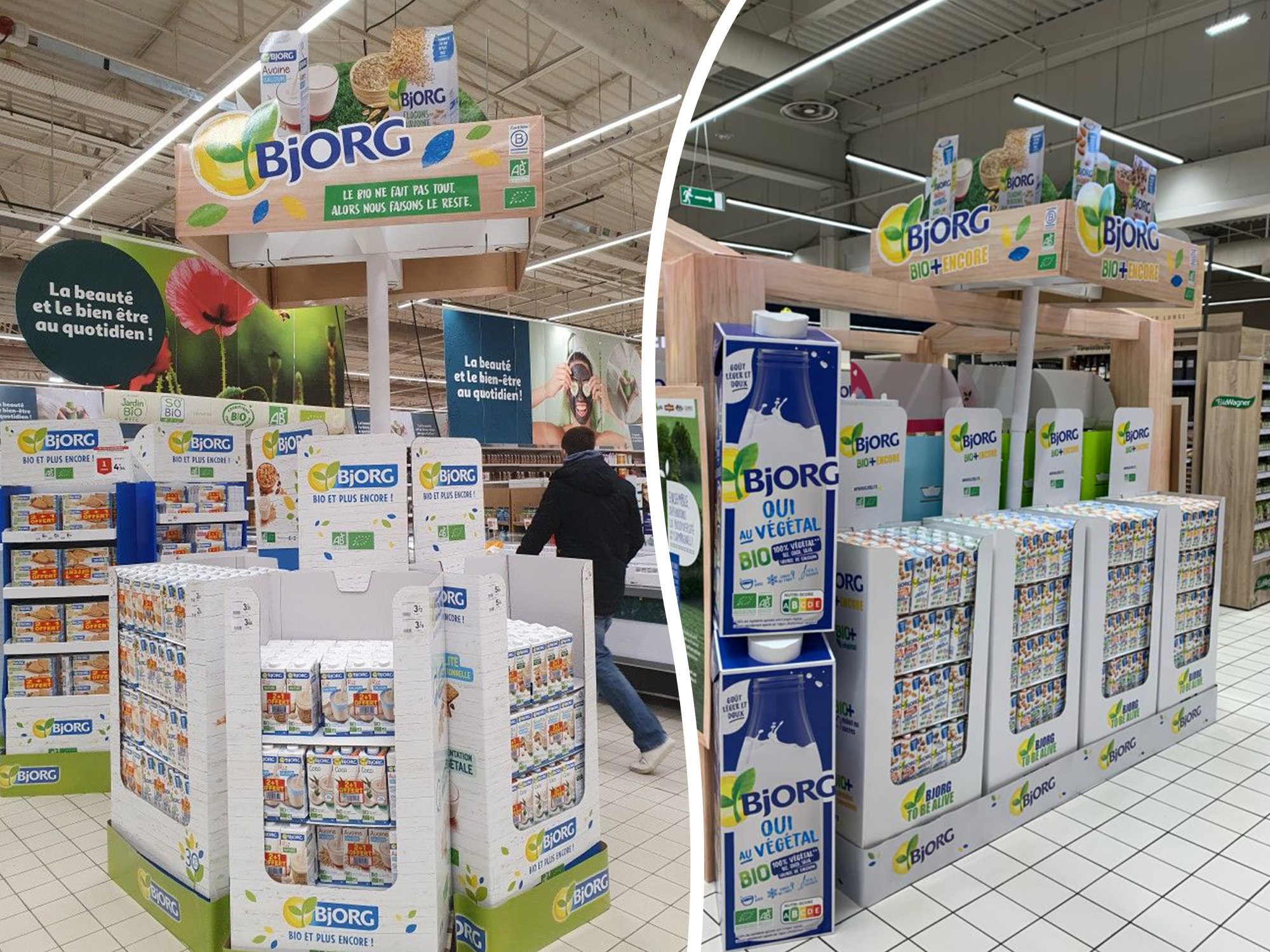 PLV Carrousel Bjorg Boissons Végétales en Buiscuits