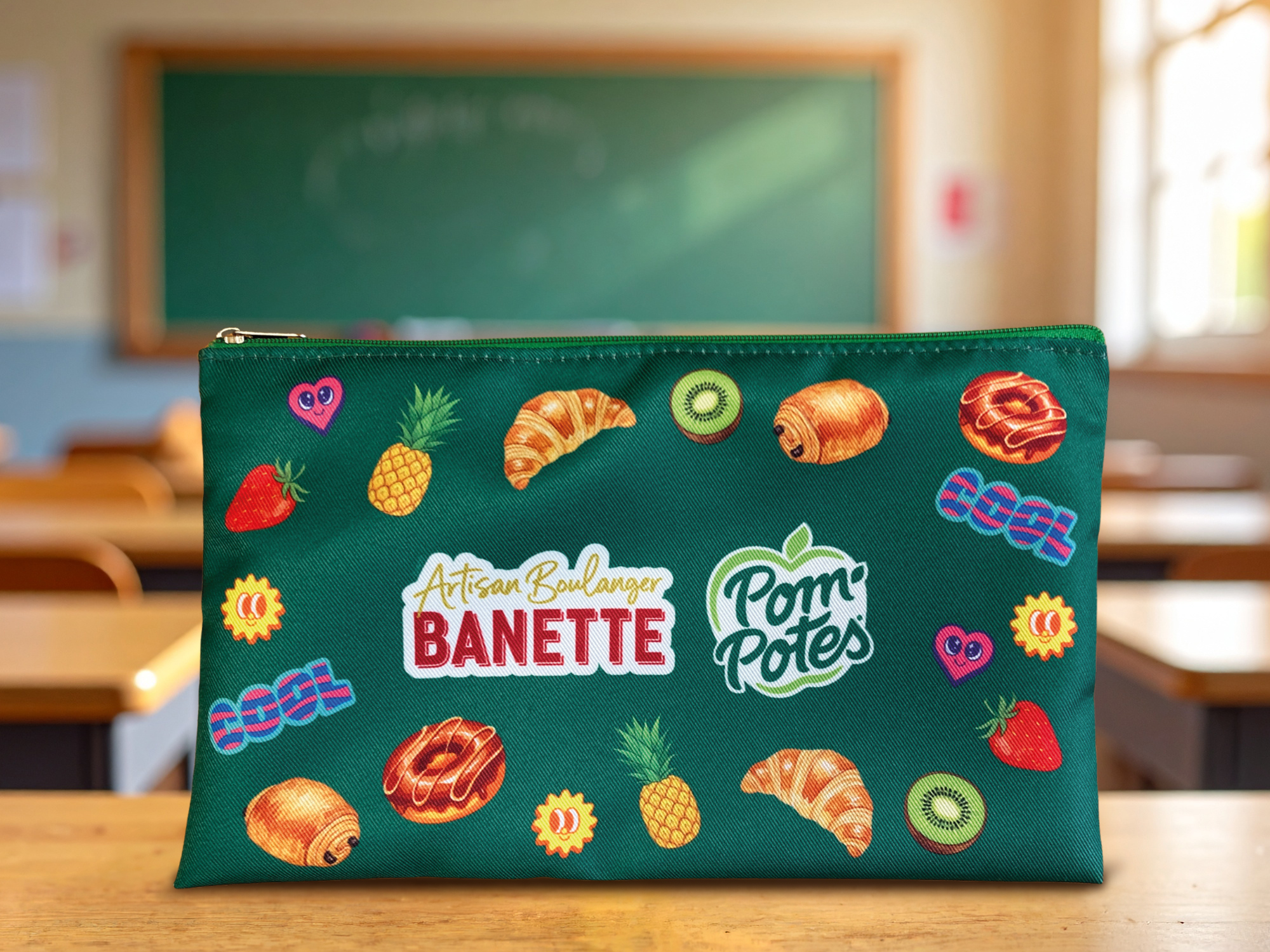La dream team rentrée Partenariat Banette x Pom'Potes en boulangerie cadeau trousse