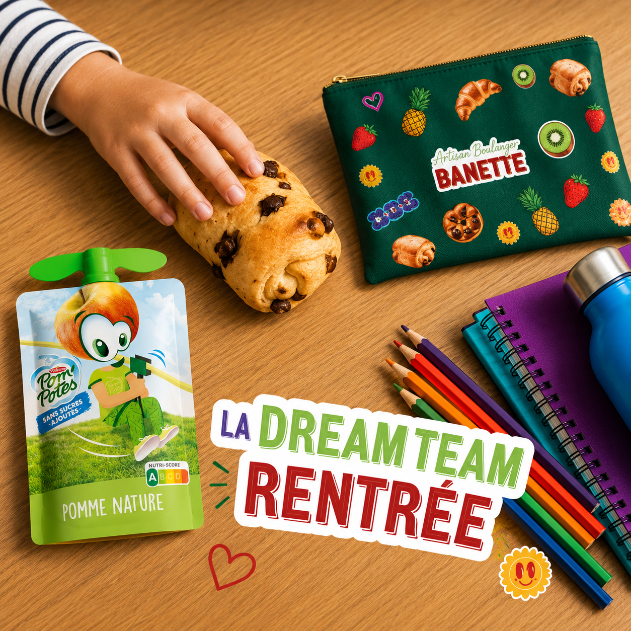 La dream team rentrée Partenariat Banette x Pom'Potes en boulangerie ambiance gouter